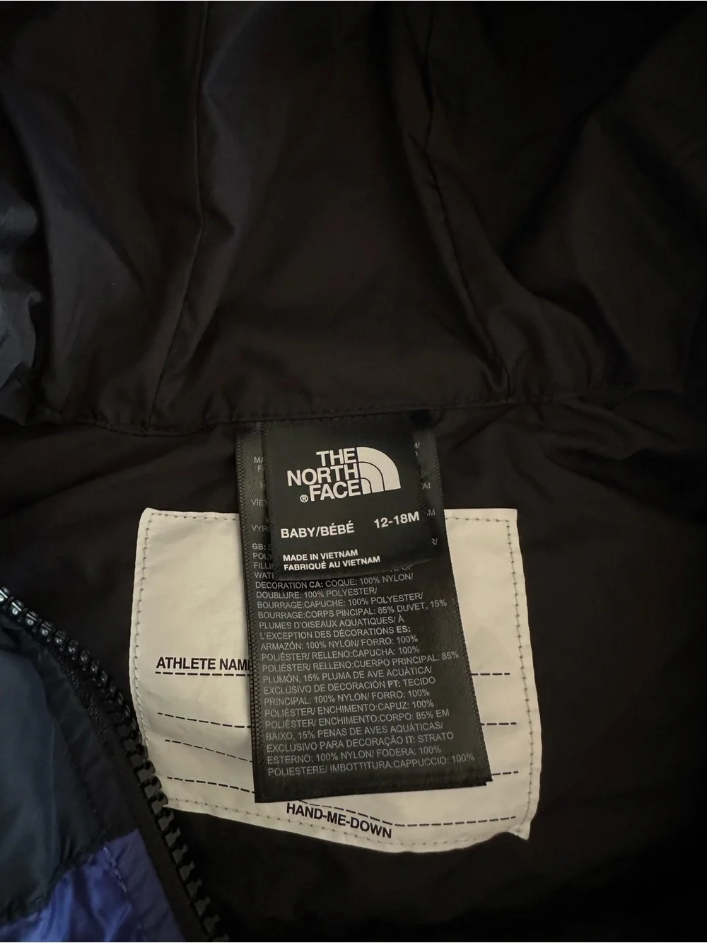The North Face Baby Nuptse One-Piece Bunting Suit 12-18 M Cave Blue
